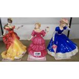 Three boxed Royal Doulton ladies: Mary HN 3375, Jennifer HN 3447 and Belle HN 3703