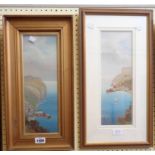 Garman Morris: a gilt framed narrow gouache, depicting a view of Clovelly - signed G. M. - sold with