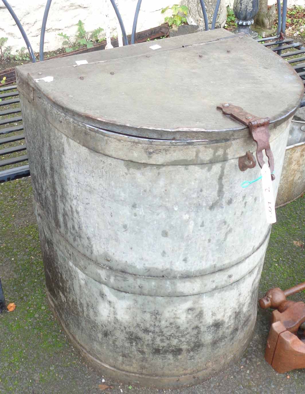 A galvanized grain bin