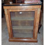 A 30" Victorian inlaid mahogany, ebony lined and gilt metal mounted pier cabinet with material lined