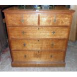 A 3' 6" late Victorian polished oak chest of two short and three long graduated drawers, set on