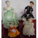 Two Royal Doulton figures Lyndsey HN3043 and Fragrance HN 3220, a Coalport figure and another