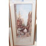 An early 20th Century gilt framed watercolour, entitled "The Mosque of Sultan Hasan, Cairo" - signed