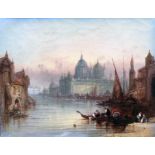 E. Pritchett: a gilt framed oil on canvas, depicting a view The Grand Canal, Venice with numerous