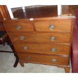 A 3' 3" 19th Century mahogany chest of two short and three long graduated drawers, set on bracket