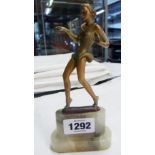 After Josef Lorenzl: a gilt spelter figure of a dancing woman, set on a marble base - left hand