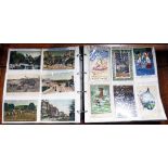 A ring bound and plastic sleeved collection of mainly early 20th Century postcards including