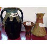 Two pieces of continental art pottery comprising a Burgel two handled vase and another - sold with a