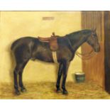 Mabel Allnutt: an ornate gilt framed oil on canvas equestrian portrait of a chestnut horse "Sweep"