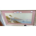 H. Colvin: a vintage framed watercolour, depicting a river scene with dhow rigged vessels, sandstone