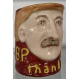 A Blanche Vulliamy pottery Baden Powell 1900 commemorative mug - handle a/f
