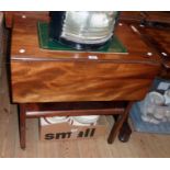 A 27 1/2" antique mahogany Pembroke table with drawer to one end and shaped undertier, set on square