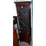 A 20" 19th Century mahogany glazed book cabinet, set on cupboard base with bracket feet