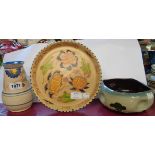 A Honiton Collector's Society plate, a Honiton Pottery bowl and a vase