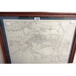 A polished wood framed reproduction monochrome map print of Totnes after the 1912 OS original - sold