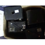 A collection of box brownie cameras - various condition