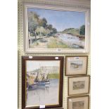 Arni Stead: framed oil on board, depicting a river landscape signed and inscribed verso - sold