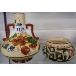 A Watcombe Pottery two-handled vase and another Torquay vase