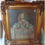 After Velasquez: an ornate gilt framed coloured print, depicting The Infanta Margarita Teresa -