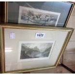 Four gilt framed local view book plate engravings - sold with a montage print of Torquay and three