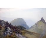 F. J. Widgery: a framed gouache, entitled "The Valley of Rocks, Lynton" - signed and inscribed -