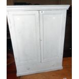 A 27" painted mixed wood two door cabinet with converted interior as a child's wardrobe with long