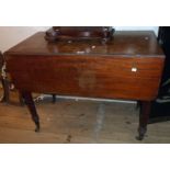 A 3' 2" 19th Century mahogany Pembroke table with drawer to one end and opposing dummy drawer