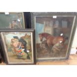 Two Victorian prints, one depicting a sailor and his sweetheart, the other a farrier with horse