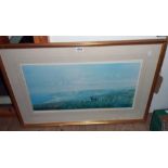 Donald Ayres: a gilt framed Limited Edition coloured print entitled "Across The Moor, Porlock Bay" -