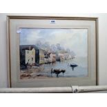Joan Potts: a framed watercolour entitled "Winter Afternoon on the Exe, Lympstone" - signed and