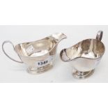 A pair of silver sauce boats each with beaded rim and cast pedestal foot - Birmingham 1960