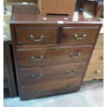 A 28" 19th Century mahogany chest of two short and three long graduated drawer, set on simple