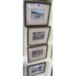 Frederick J. Knowles: a set of four mis-matched gilt framed miniature watercolours depicting views
