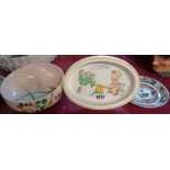 A Shelley Mabel Lucie Attwell See-Saw baby plate - sold with two Oriental items