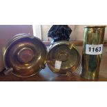 Two Second World War Trench Art ashtrays and another similar piece
