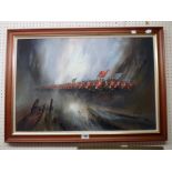 John Bampfield: a polished wood framed oil on canvas depicting a stylised view of The Charge of