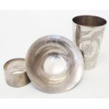 A 3 1/2" Victorian silver tapered beaker, with engraved fern decoration - London 1876 - sold with