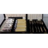 A cased set of six Art Deco style silver plated cake forks - sold with a cased set of six each