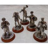 Five silver plated pewter English Miniatures, Fine Art Sculptures: comprising chimney sweep,