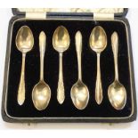 A cased set of six silver coffee spoons - Birmingham 1934