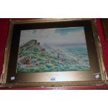 A. Birbeck: a gilt framed and slipped watercolour titled on slip "Morte Point, N. Devon" -