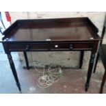 A 3' 2 1/2" 19th Century mahogany side table with low moulded gallery and two dummy drawer fronts,