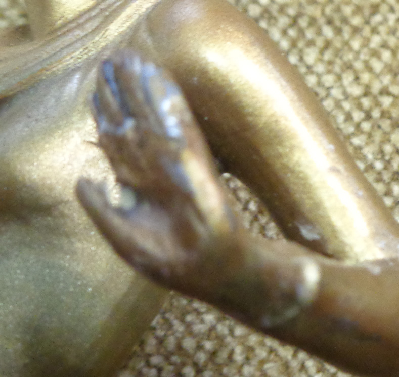 After Josef Lorenzl: a gilt spelter figure of a dancing woman, set on a marble base - left hand - Image 3 of 4