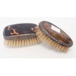 A silver and tortoiseshell backed gentleman's hairbrush - Birmingham 1928 - sold with a silver