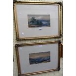 A pair of 19th Century watercolours depicting upland river scenes - both in decorative antique
