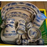 A box containing a quantity of Booths blue and white Dragon china including vegetable dish, hot