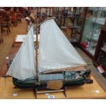 A vintage model of a Dutch schuyt barge - hull length 2'