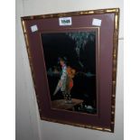 F. Ridgway: a simulated bamboo framed Oriental watercolour depicting a Geisha stood on a pier beside