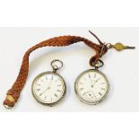 Two silver cased lever pocket watches, both back winders - London 1880 and Birmingham 1891