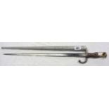 A late 19th Century French Model 1874 Gras bayonet manufactured in Chatellerault 1879, the